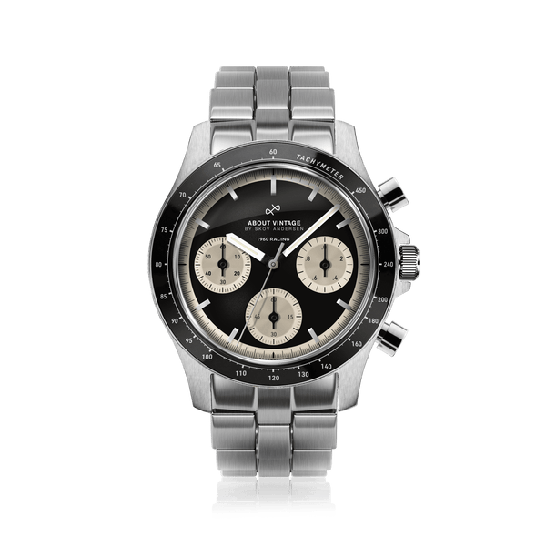 1960 Racing Chronograph, Steel / Black & Off White