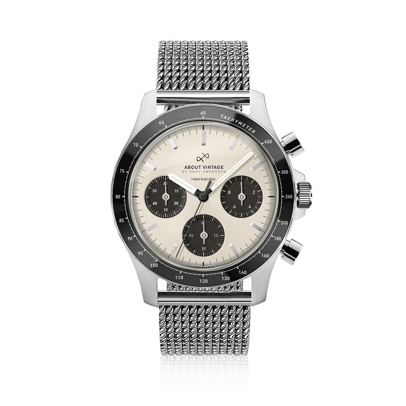 1960 Racing Chronograph, Steel / Off White & Black