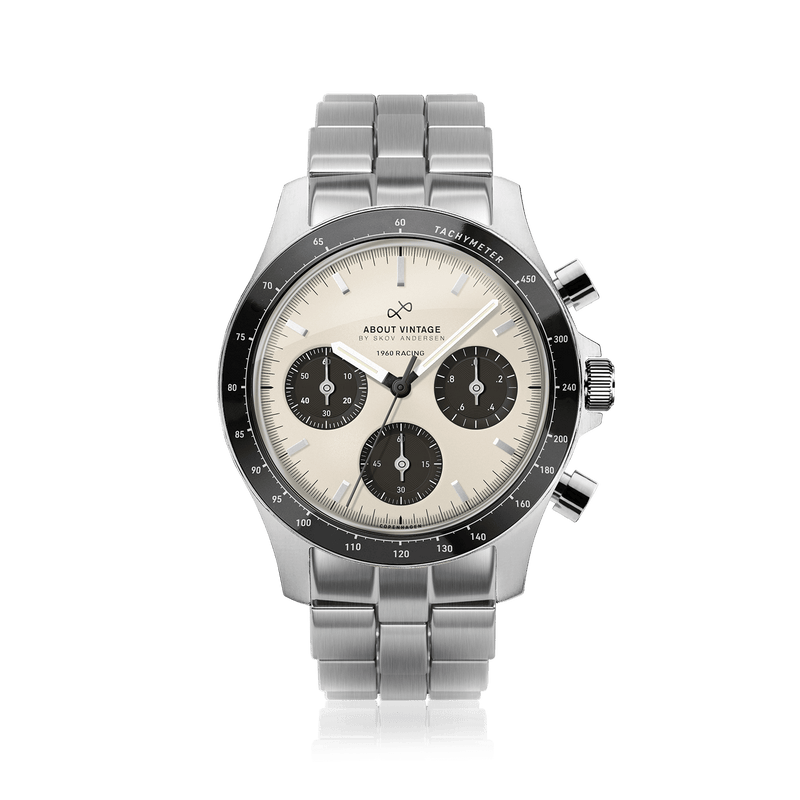 1960 Racing Chronograph, Steel / Off White & Black