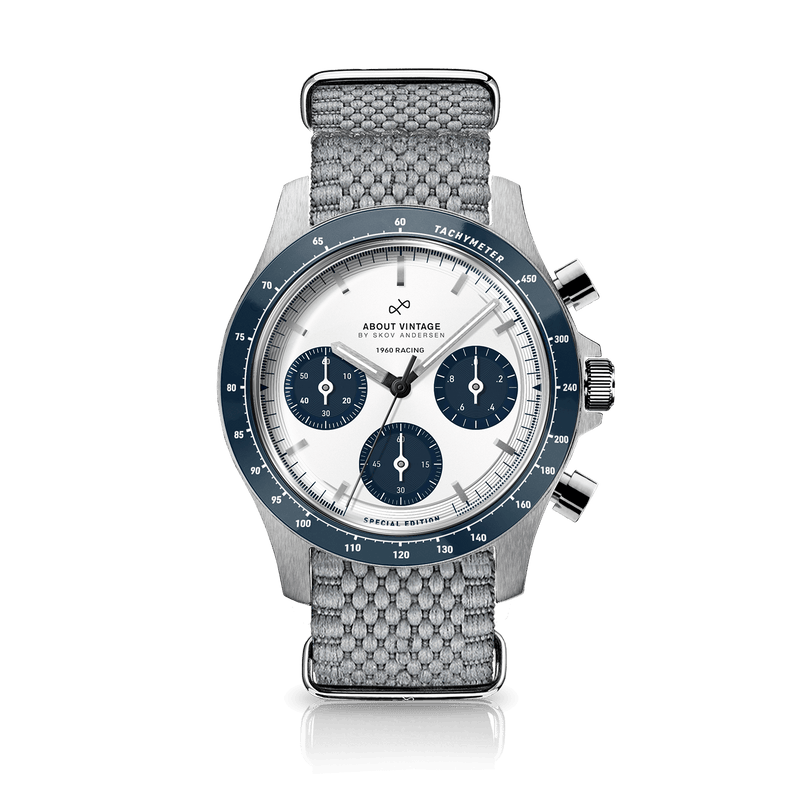 1960 Racing Chronograph, Steel / Navy & White