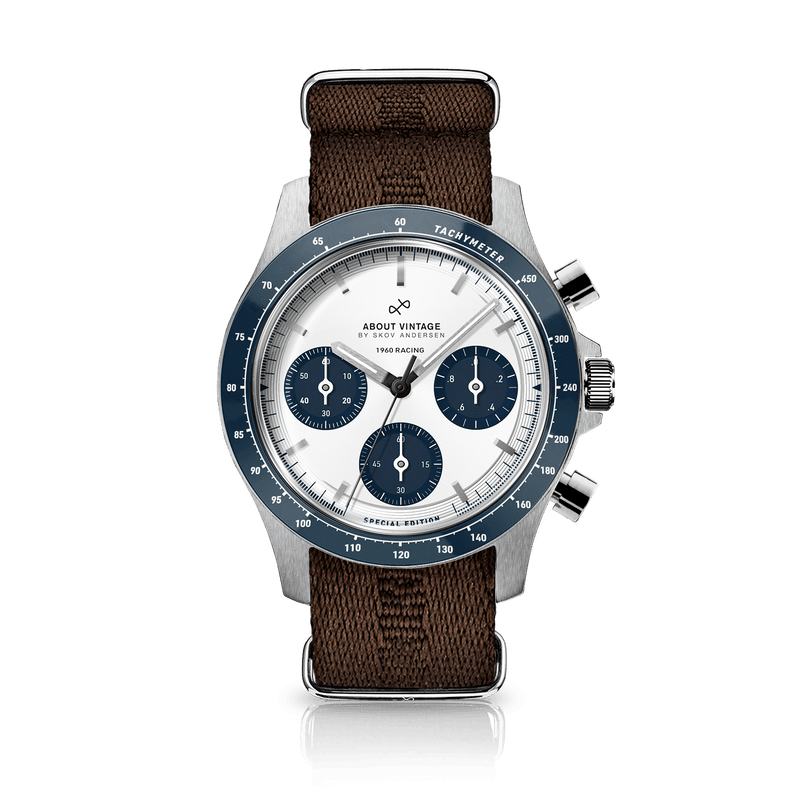 1960 Racing Chronograph, Steel / Navy & White