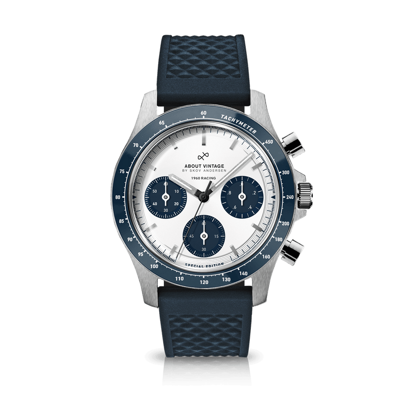1960 Racing Chronograph, Steel / Navy & White