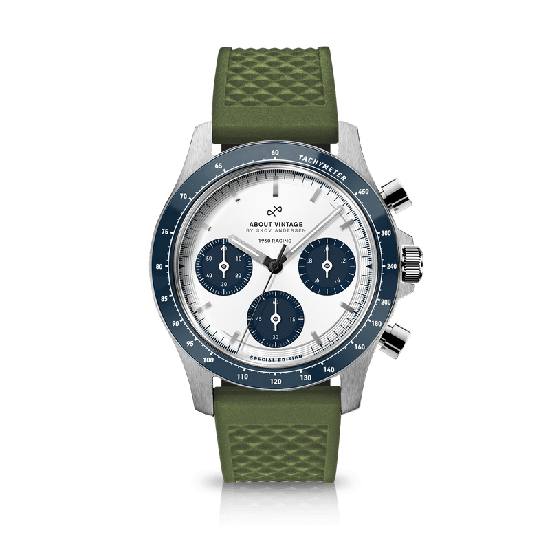 1960 Racing Chronograph, Steel / Navy & White