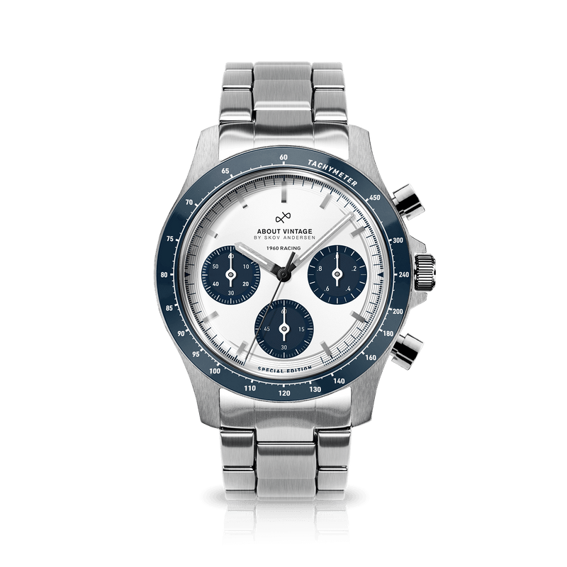 1960 Racing Chronograph, Steel / Navy & White