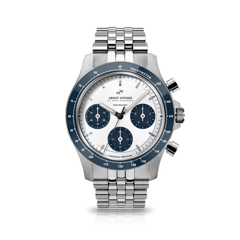 1960 Racing Chronograph, Steel / Navy & White