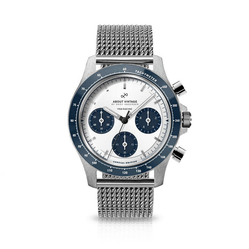 1960 Racing Chronograph, Steel / Navy & White