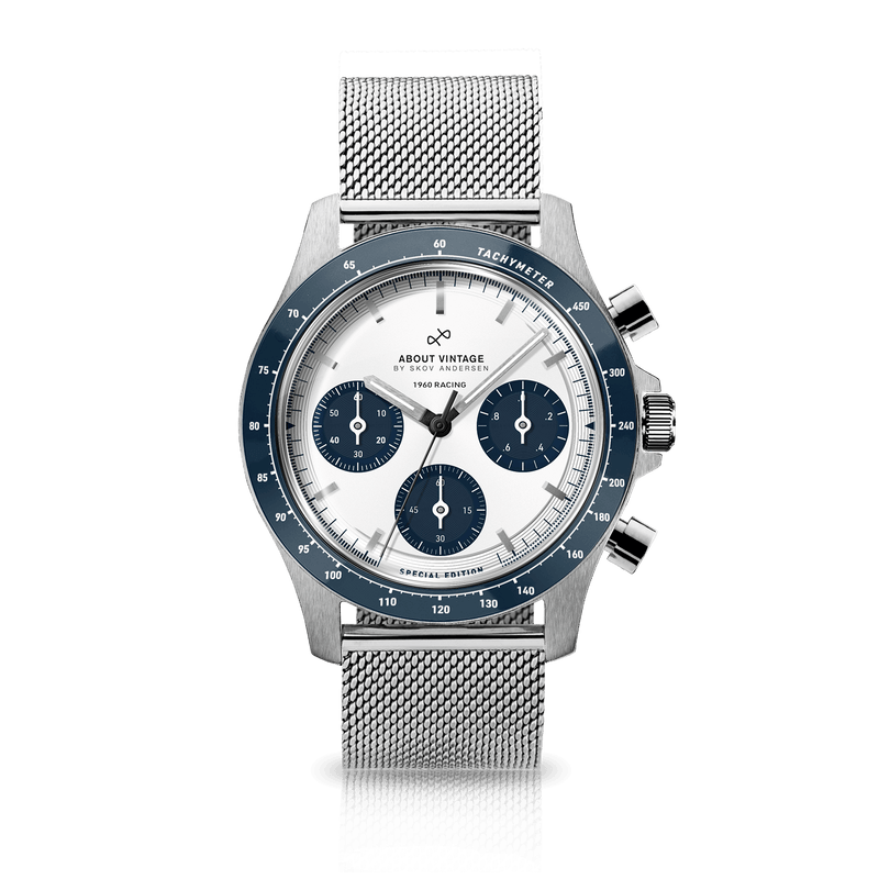 1960 Racing Chronograph, Steel / Navy & White