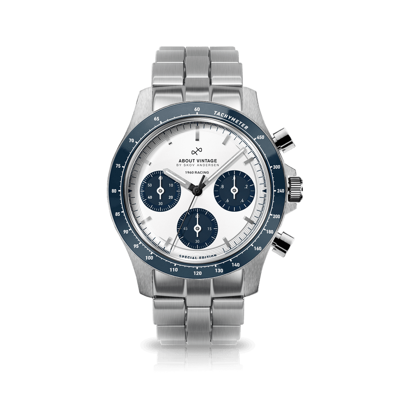 1960 Racing Chronograph, Steel / Navy & White